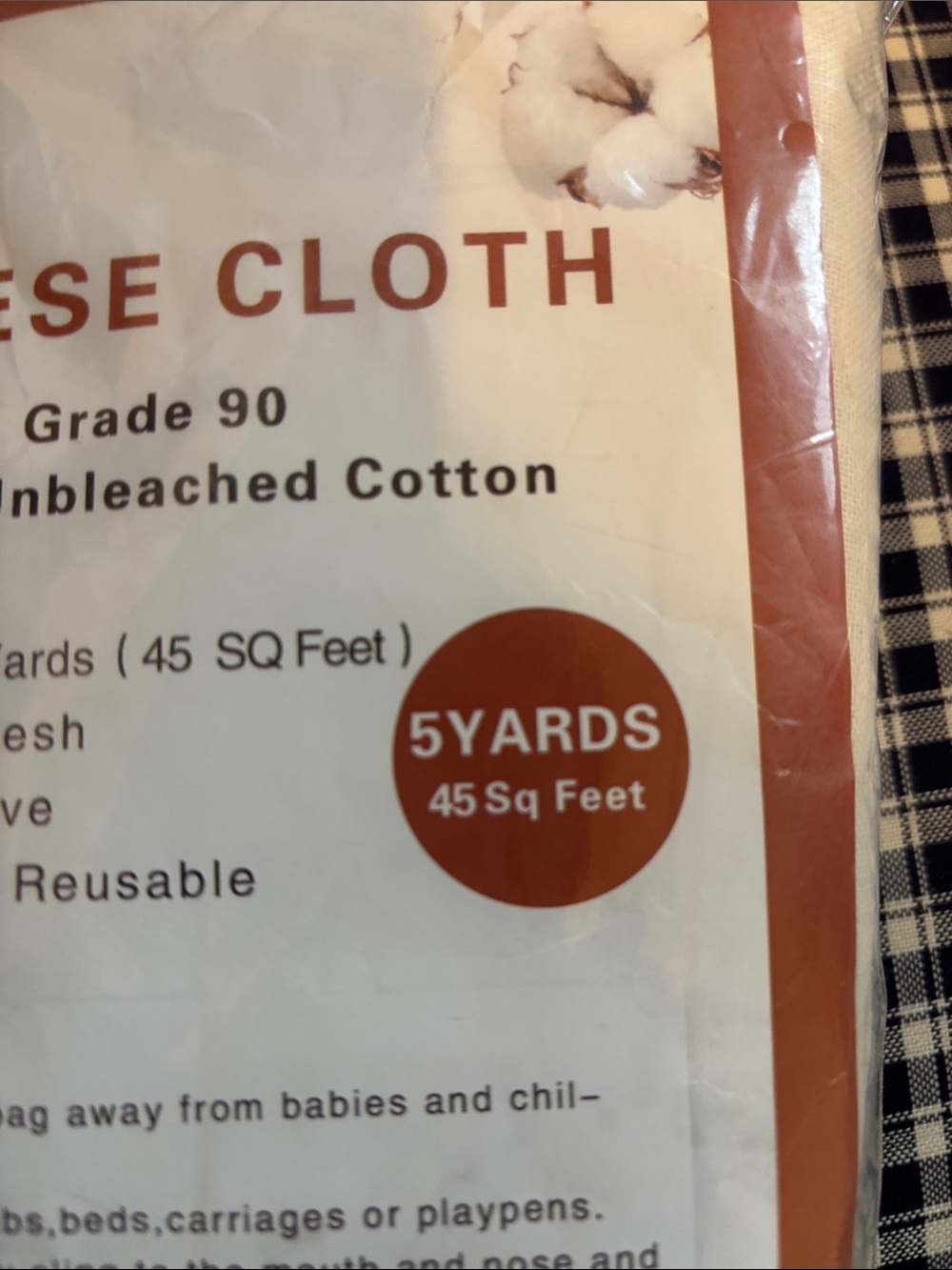 LEKU Cheese Cloth - 100% Unbleached Cotton, White - Picture 2 of 4